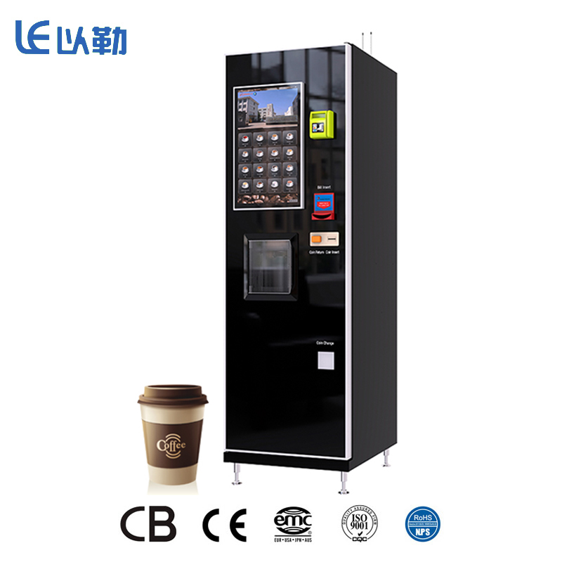 Cafetera automática autoservicio con venta de café.