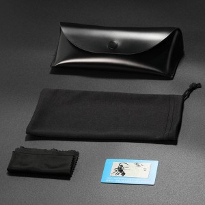 Embalaxe exterior Gafas Estuche de coiro con cremallera Bolsa de tela Gafas Tarxeta de proba de polarización de pano Cordón multifuncional Logotipo personalizable