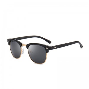 Classic men half-frame rice stud sunglasses