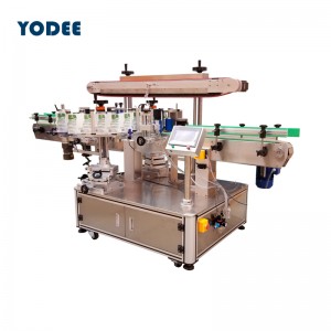 Automatic position double side labeling machine for flat  round bottle