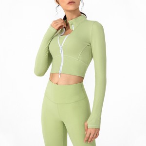 High quality zipper yoga long sleeve top activewear women plus size jackets