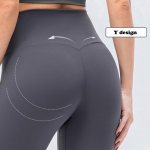 Tummy control high waist sports pants women gym leggings with inside pocket