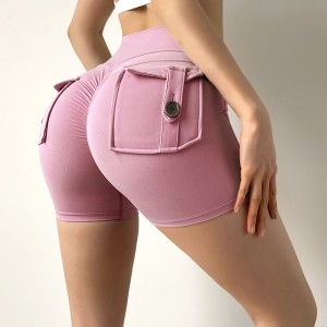 Wholesale phone pocket butt lifting compression gym shorts for women