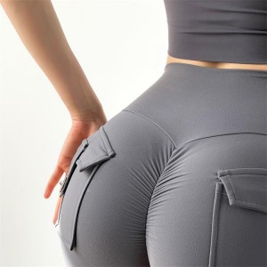 Wholesale phone pocket butt lifting compression gym shorts for women