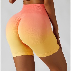 Newest women seamless sports gradient butt lifter shorts with high waist