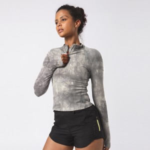 Women Long Sleeve 1/4 Zipper Compression Slim Fit Soft Fitness Exercise T Shirt