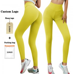 2021 High Waist Fitness Scrunch Sports Tik Tok Bubble Leggings Jacquard Long Skinny Yoga Pants For Women