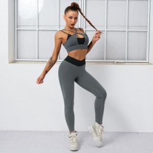 Fashion ladies sports workout jogger shorts leggings crop top 7 piece yoga set