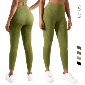 Factory selling High Waisted Thong Bikini - High Quality Women Washed Stretchy Sports Pants High Waist Yoga Leggings – Yoke
