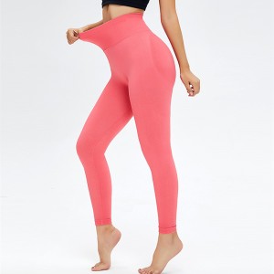 Custom Logo High Waist Nude Sport Pants Candy Color Butt Lift Elasticity Yoga Leggings For Women