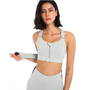 Plus Size Cross Back Adjustable Shoulder Strap Workout Athletic Sports Yoga Bra With Zipper