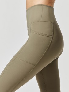 Women Nude Chest Pad Bra High Waist Sports Wear Printing Custom Leggings Yoga Pants Yoga Set With Pocket