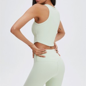 Crew Neck Sleeveless Vest High Waist Short Pants Nylon Gym Fitness Wear Sports Running Slim Yoga Sets