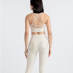 New Design Nylon Cute Push Up Yoga Bra Beauty Back Cross Fitness Backless Running Sports Bra Wholesale For Women