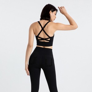 New Design Nylon Cute Push Up Yoga Bra Beauty Back Cross Fitness Backless Running Sports Bra Wholesale For Women