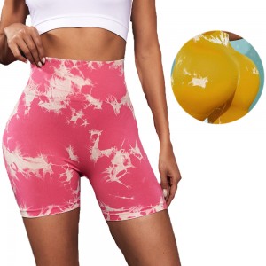 Women fitness sports compression push up scrunch butt tie dye gym shorts