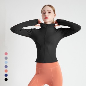Wholesale 7color womens sports zip yoga jackets running fitness trainer jacket for women