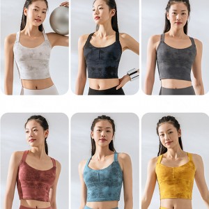 Soft Fitness Athletic Wear Women Workout Tops Tie Dye Push Up Sport Bra Nude Yoga Bra With Breast Pad