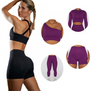 Seamless 5 pieces yoga set push up leggings activewear women gym workout sets