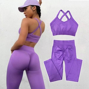 women high support sports bra high waist leggings set women sport fitness scrunch yoga sets