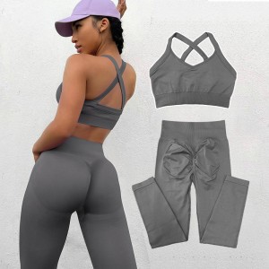women high support sports bra high waist leggings set women sport fitness scrunch yoga sets