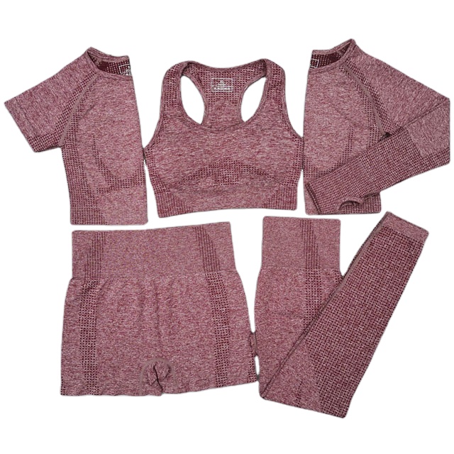 2021 wholesale price Top Yoga Clothes - 5pcs seamless women set full colors shortlong sleeve crop top high waist shortleggings yoga sports bra suits – Yoke