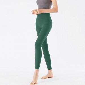 2022 Solid Color High Elasticity Tight Pants Breathable High Waist Nude Hip Lift Leggings For Yoga
