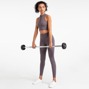 2022 Spring yoga sets women xl yoga two piece zip top leggings set