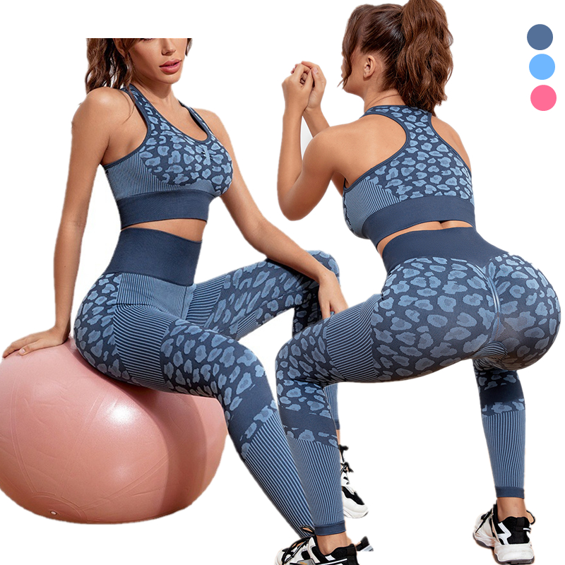 OEM Manufacturer Jean Leggings - Custom Logo Leopard Print Workout Clothes Yoga Set Sport Gym Wear For Women – Yoke