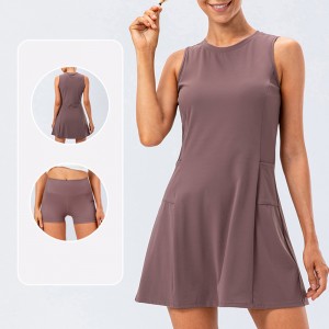 Yoga Sport Clothing Set Sports Skirt 2 piece suit Light Proof Dress With Pocket
