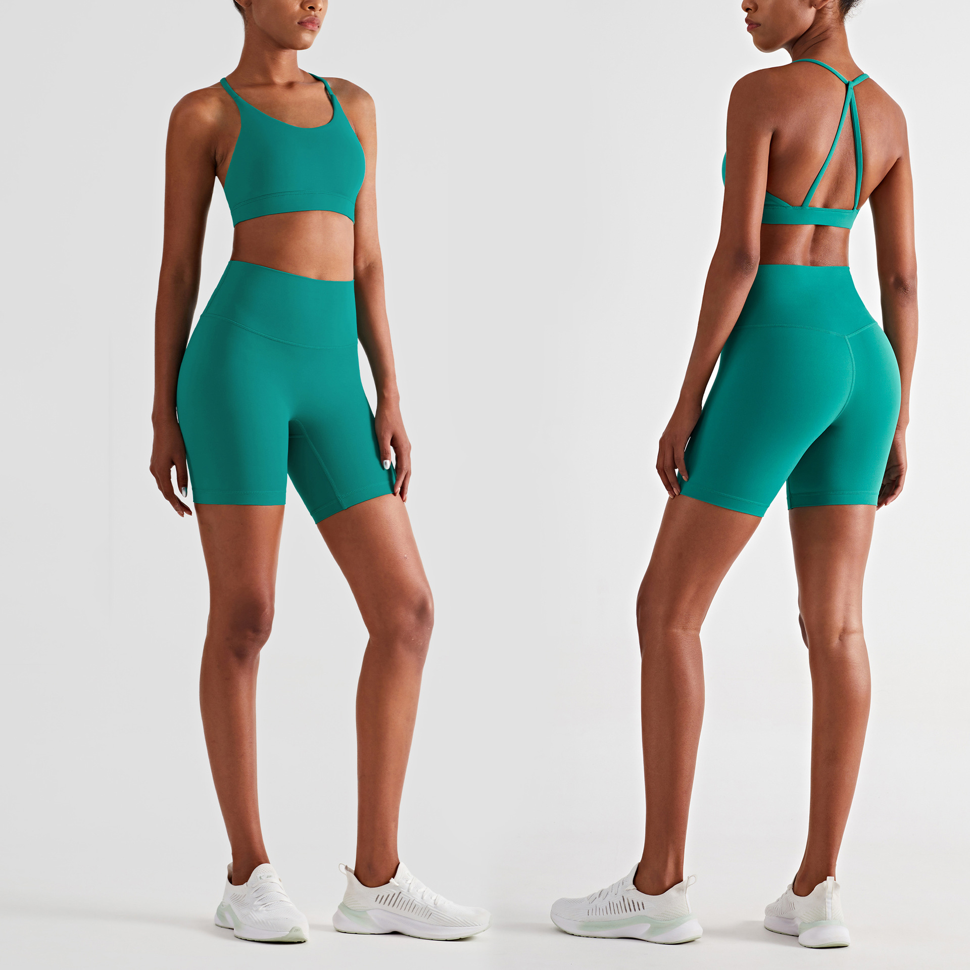 Summer Fashion Halter Bra High Waist Shorts Sports Suit Fitness Women Yoga Set Featured Image