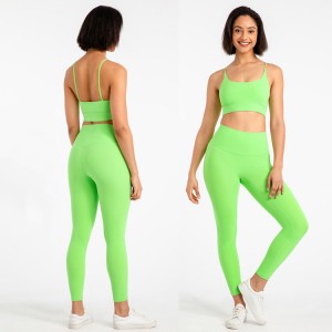 New Arrival Summer Women Compression Soft Comfortable Dance Sweat Leggings and Bra Set