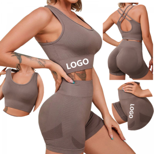 Custom logo women compression biker shorts yoga set