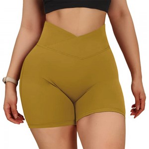 Hot Sale Women Summer Cross Design Seamless Shorts High Waist Booty Gym Shorts