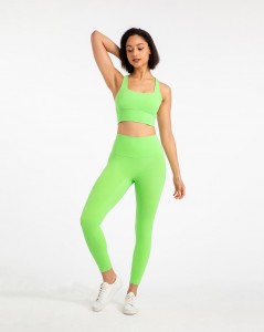 Women Crisscross Back Bra Leggings Colorful 2 Piece Set Hip Lifting Yoga Gym Active Wear Set