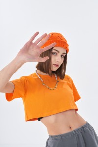 Summer Women Cute Fashionable Oversized Crop Top Solid Color Loos Cotton Blank Custom T-shirt