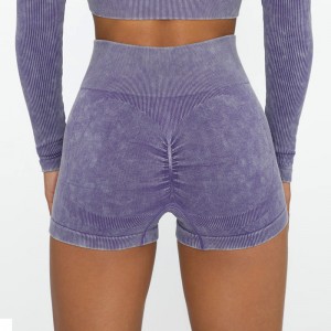 Seamless Washed Biker Shorts Women Workout Yoga Pants Fitness Leggings Sports Scrunch Butt Shorts
