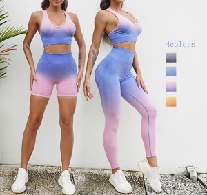 fitness gradient cutout seamless leggings bra yoga set