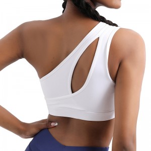 New women underwear running shockproof sports bra one shoulder spandex nylon green bras