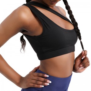 New women underwear running shockproof sports bra one shoulder spandex nylon green bras
