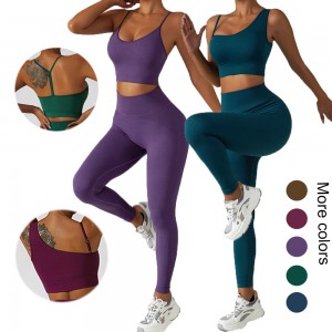 5 colors two different sports bra and leggings set women gym wear sets