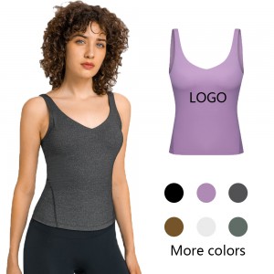 New sexy V neck high elastic workout crop tops women gym tank top