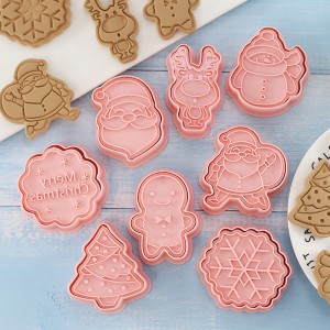 Christmas Themed Baking Mould Plunger Stampers Set Cookie Cutters