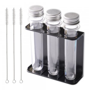 Yongli 3 Pack test Tube and Acrylic Test Tube Rack with cleaning brush