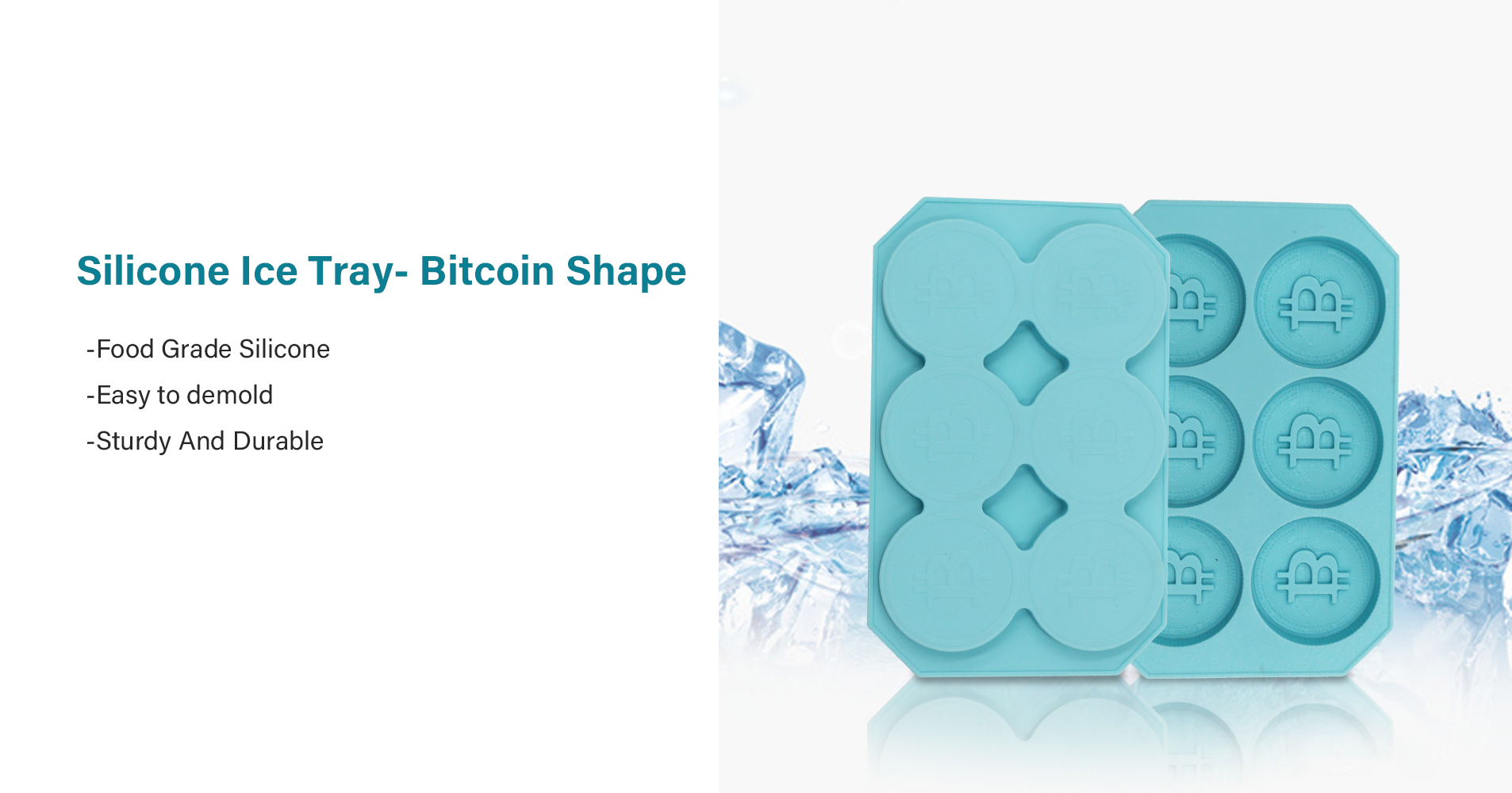Silicone bitcoin Ice Cube Tray Reusable BPA Free Easy Release Food Grade Silicone Ice Tray Molds for Freezer