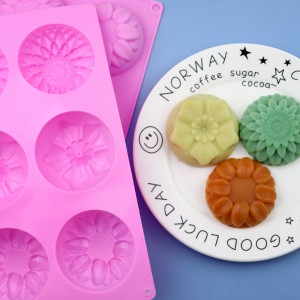 6 Cavity flower-shaped silicone cake molds