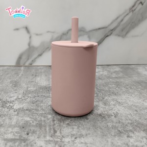 Silicone Baby Drinking Straw Cup With Lid And Straw