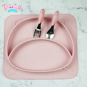 Custom Design Bear Shape Suction Placemats Silicone Baby Plate Bowl