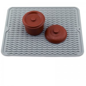 Yongli Grey Non-slip  Heat Resistant Hot Pot Holder Bpa Free Dish Washer Safe Silicone Drying Mat
