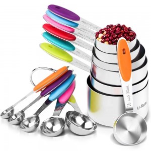 Cooking Tools Stainless Steel Silicone Measuring Cups and Spoons Set
